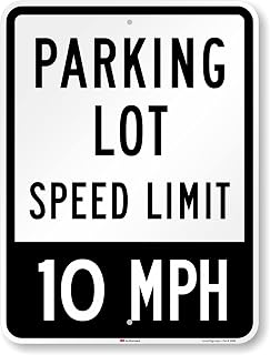 SmartSign 24 x 18 inch “Parking Lot - Speed Limit 10 MPH” Metal Sign, 80 mil Aluminum, 3M Laminated Engineer Grade Reflective Material, Black and White