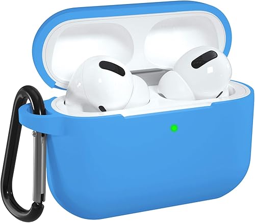 Vista 58 de Funda de silicona compatible con Apple AirPods Pro, funda protectora con mosquetón para AirPods 3 (luz de LED frontal visible)