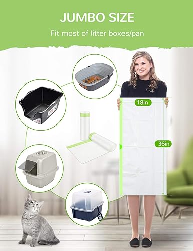 Vista 7 de Revestimientos para cajas de arena, 28 forros gigantes para bandejas de arena para gatos, bolsas con cordón para bandeja de arena, forro de arena