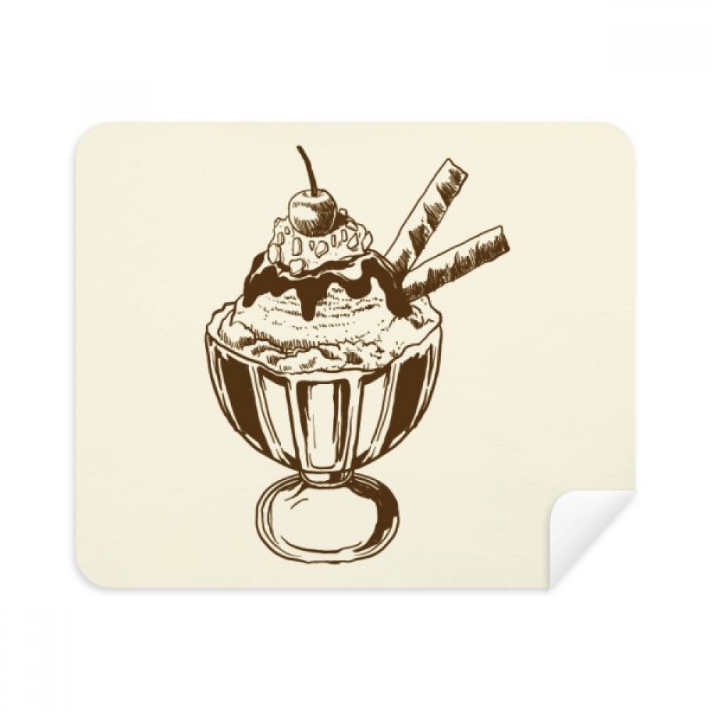 Cherry Chocolate Biscuits Cup Ice Cleaning Cloth Screen Cleaner 2pcs Suede Fabric