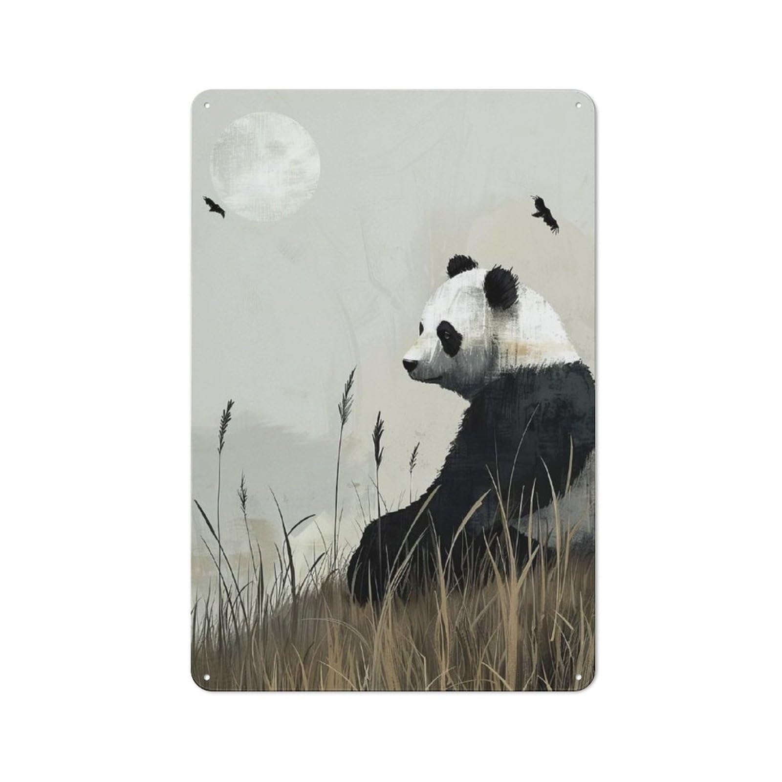 Junmoney Panda In Tall Grass Classic Tin Sign 30X20cm, Classic Pub Decor For Cafe, Pub, Workshop Or Home Bar, Small Accent For Blank Walls