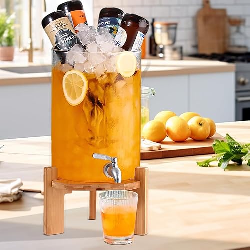 Miniatura 2 de Dispensador de bebidas, dispensador de bebidas de vidrio de 2.9 galones con soporte, dispensador de agua de vidrio con espiga, dispensadores de