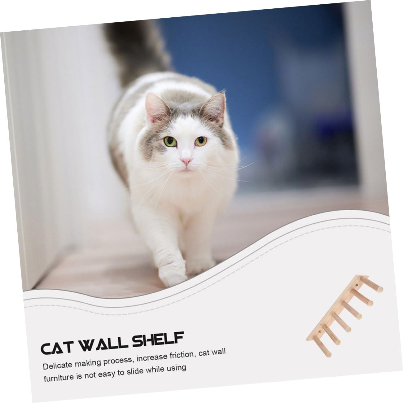 KOMBIUDA Katzenkletterregal mit Mehrstufigem Design aus Kunststoff 2 Stück und Erhöhter Reibung für Sichere Nutzung als Wandmontierte Katzenleiter für Indoor Katzen