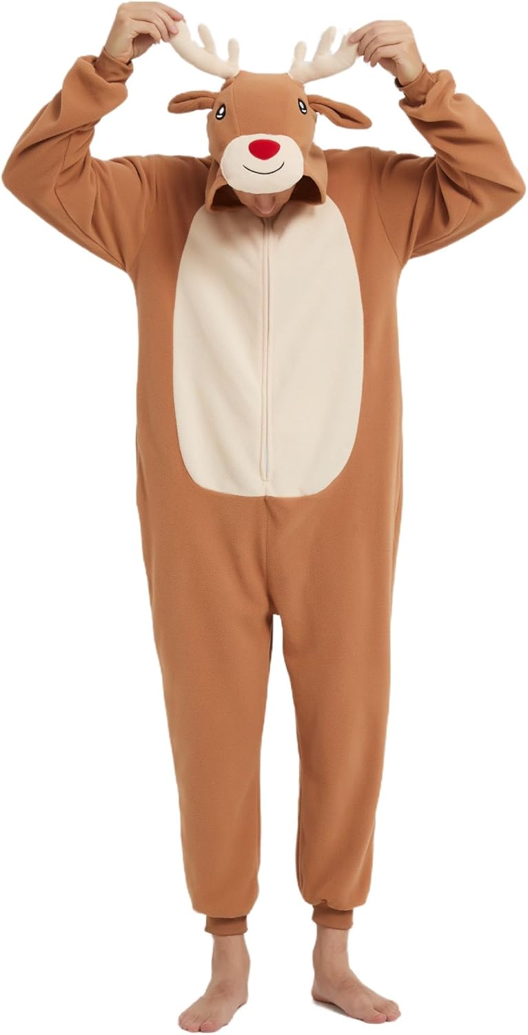 Sqlszt Adult Onesie Animal One Piece Pajamas Hollaween Costume Christmas Unisex Cosplay Sleepwear for Women Men