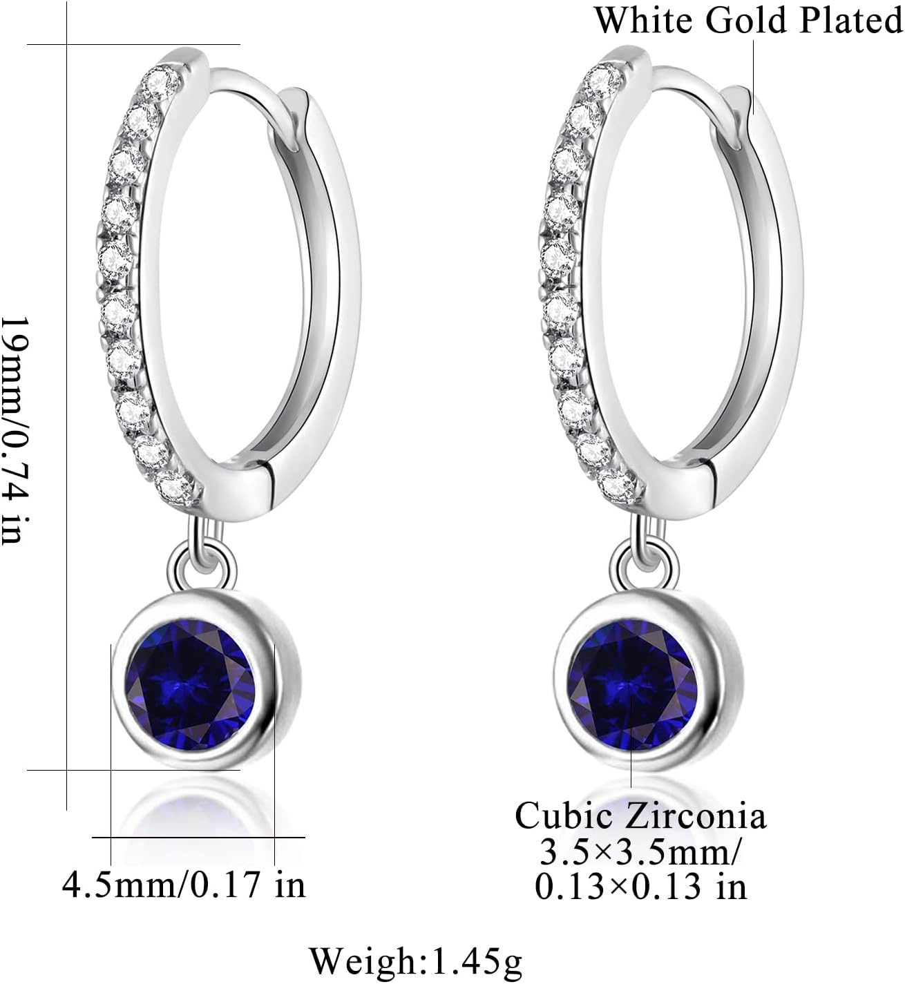 CiNily Small Dangle Hoop Earrings for Women Girls,14K White Gold Mini Huggie Hoop Earrings Hypoallergenic Diamond Drop Earrings Dainty Cute Cubic Zirconia Dangle Hoops Jewelry Gifts - Image 3