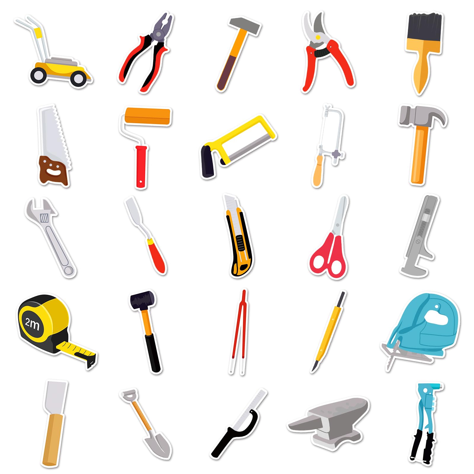 Tool Stickers Pack, 50pcs Cartoon Tool Vinyl Stickers for Laptops Water Bottles and Luggage - Image 2
