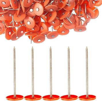 50 Pack - 3 Inch - Round Plastic Cap Nail Roofing Nails Galvanized Tar Paper Nails for House Wrap Fastening Foam Board Roofing Felt Insulation Film 50