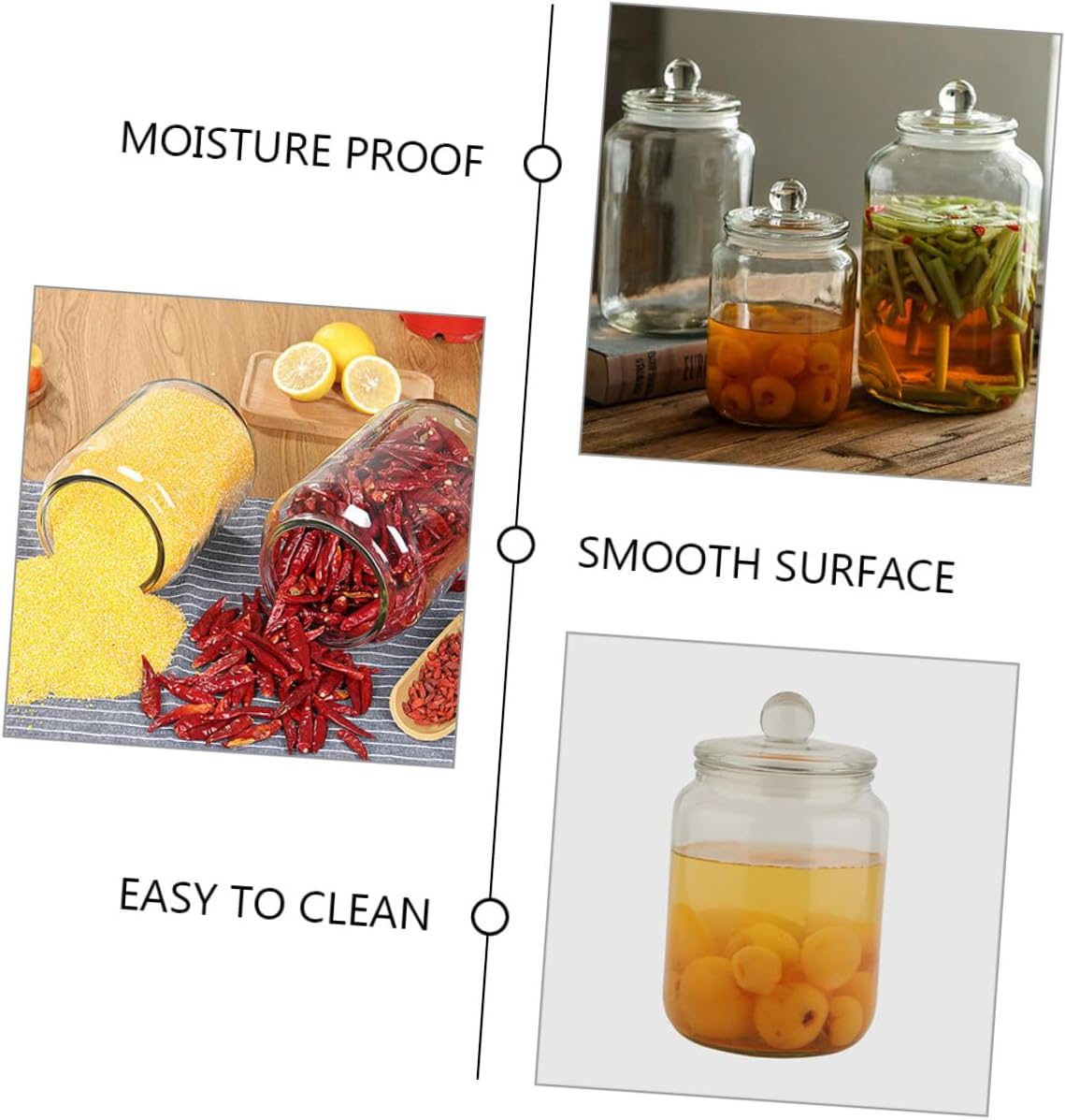 PRETYZOOM Glass Tea Canister and Airtight Grain Storage Jar Set 2l 2pcs Borosilicate Glass Kitchen Canisters for Tea, Sugar, and Dry Food Pantry Organization