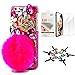 STENES Bling Case Compatible iPhone 11 Pro Max - Stylish - 3D Handmade [Sparkle Series] Crown Rabbit Tail Villus Flowers Design Cover with Screen Protector [2 Pack] - Red