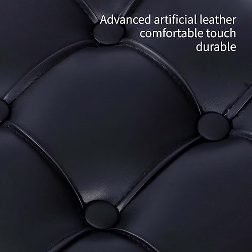 Miniatura 6 de Taburete giratorio ajustable de 360 con piel sintética para sala de maquillaje, baño, sala de estar y otomana