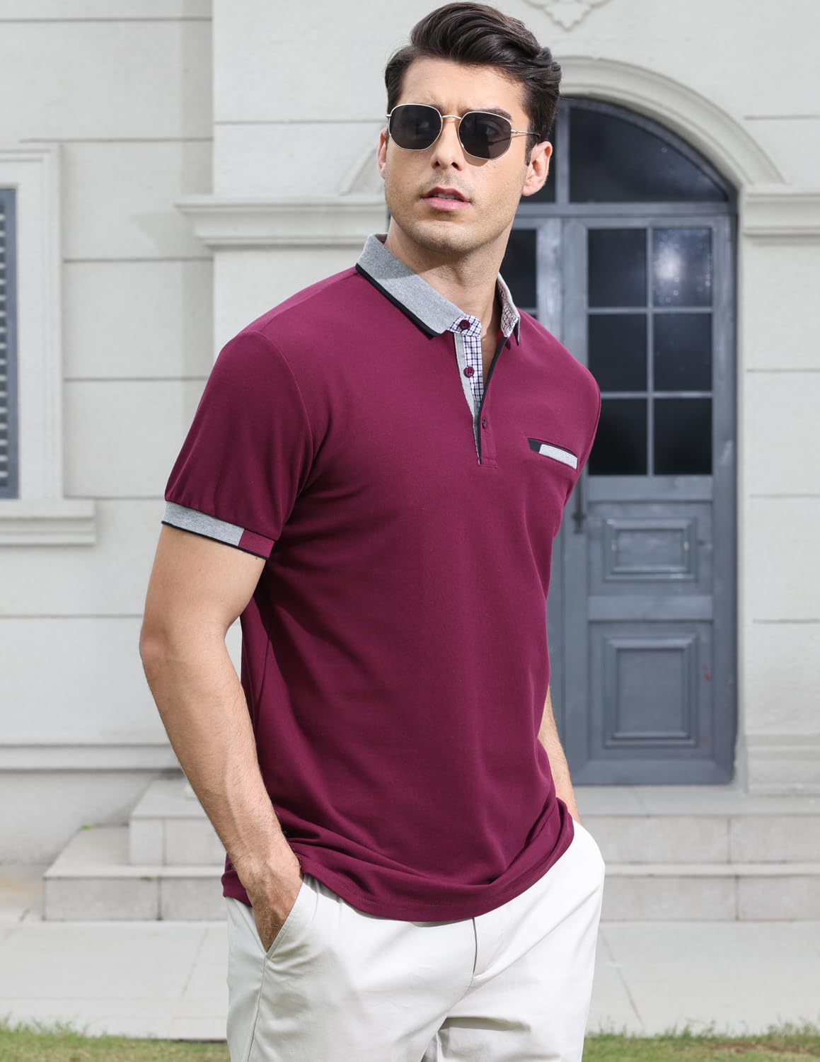 VHUQGVU Polo Uomo Manica Corta Slim-Fit Polo Golf da Uomo con Colletto Poloshirt Casual a Manica Corta T Shirts