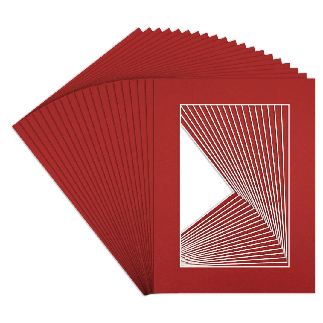 Procut Global 16x12" Crimson Picture Mounts to Fit 12x8" Aperture - Precision Cut Cardboard Photo Mount - Ideal for Frames, Prints, Artwork & Certificates - Sizes & Colours Available - 20 Pack