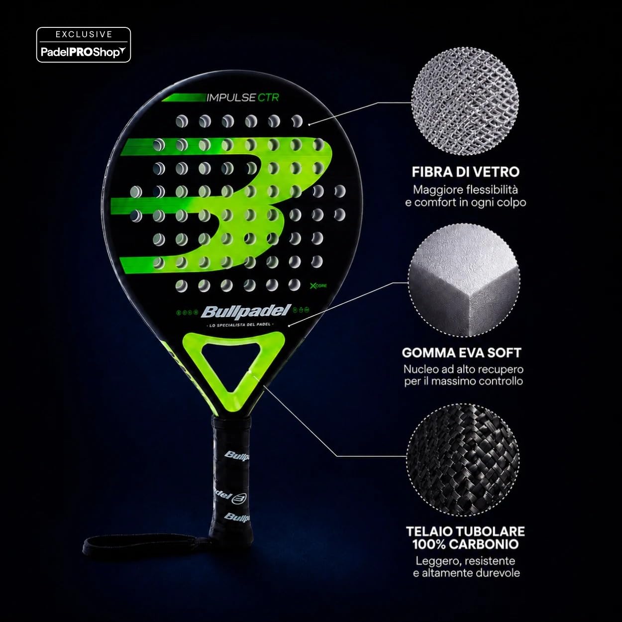 Bullpadel Impulse Ctrl 2026 (Esclusiva PadelPROShop) - Racchetta da padel di controllo, forma rotonda e grande manovrabilità - Ideale per principianti e giocatori amatoriali