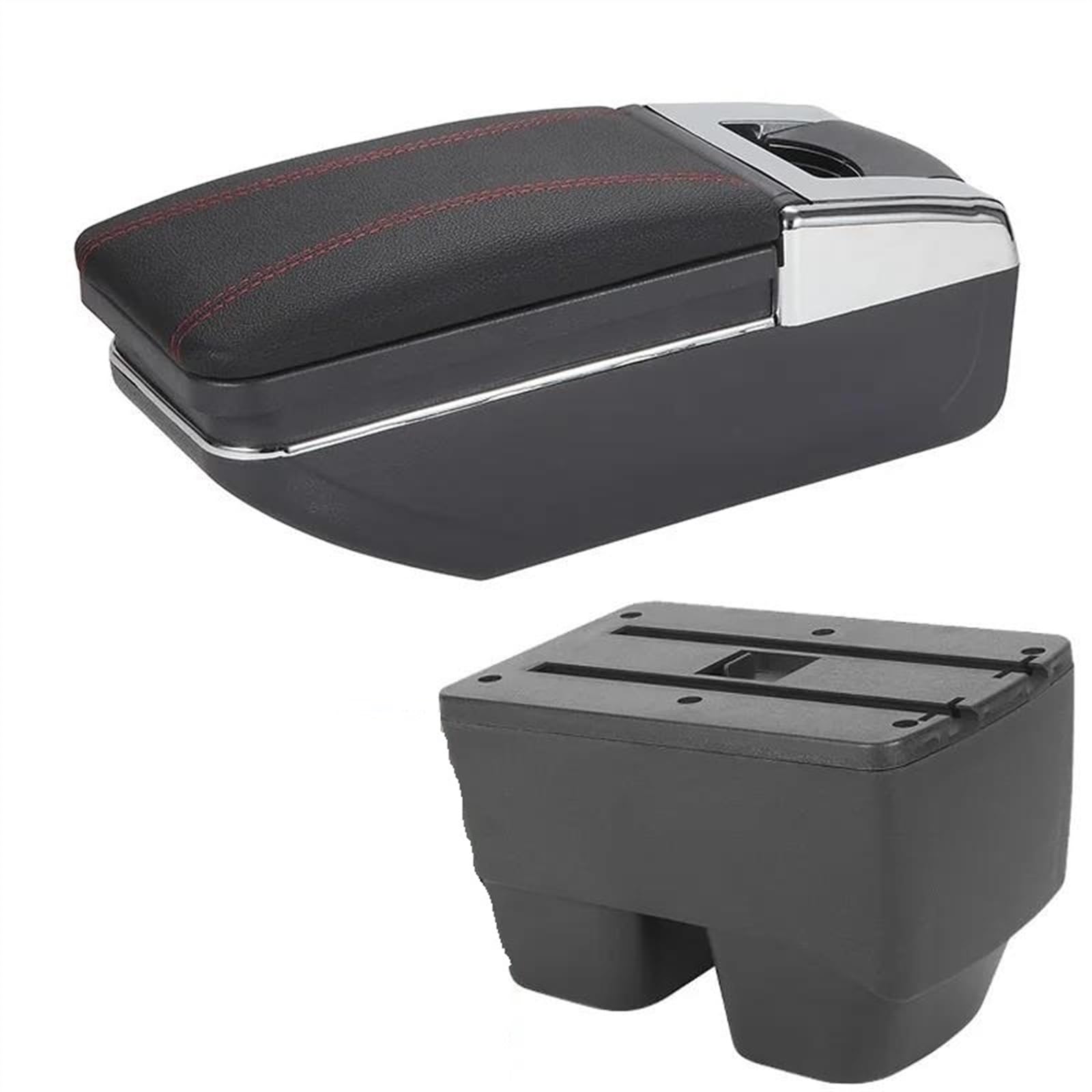 NOHEEU Car Armrest Box Storage Dedicated Retrofit Parts Interior Accessorie For Yaris SUV Cross(C1 Black red No USB)