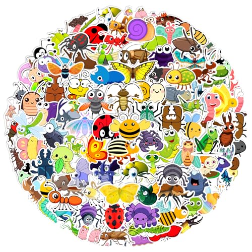 XZENTIRA 102 PCS Bugs Stickers for Kids, Spring Summer Waterproof Vinyl Sticker Pack, Nature Stickers for Bug Birthday Party, Insects for Scrapbooking Envelopes Water Bottles Laptop Lovely Stickers