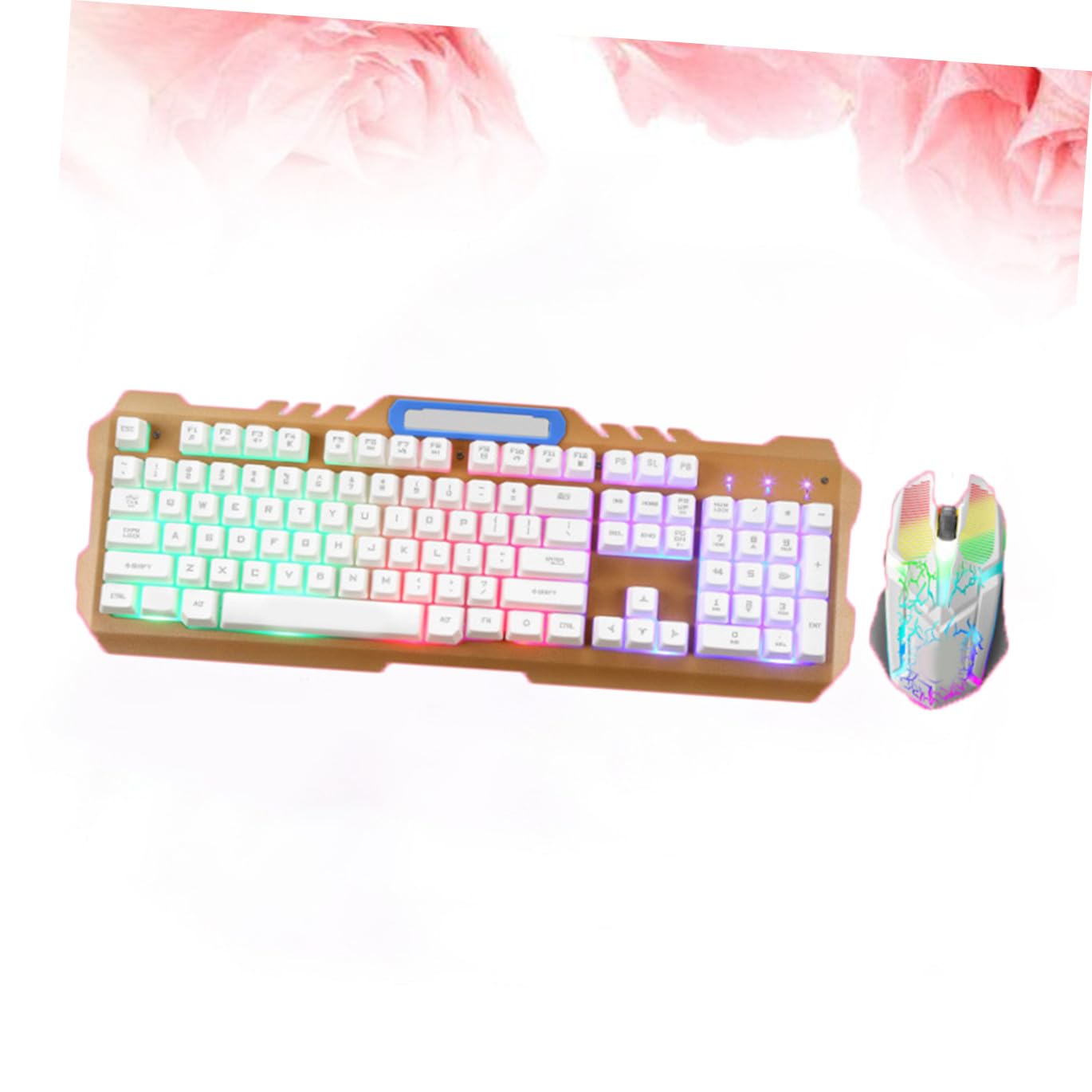Angoily Teclado Mecánico Retroiluminado con Cable Ratón USB Ergonómico Teclas para Juegos Calidad