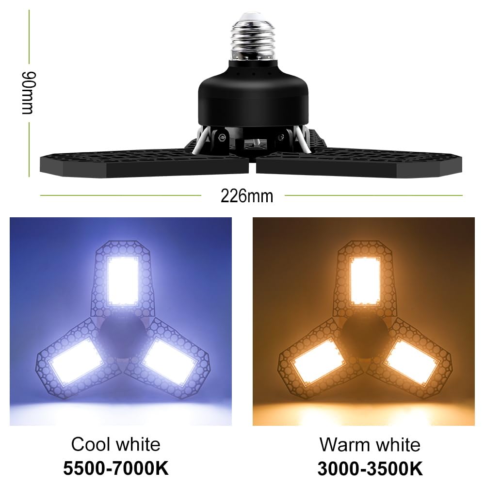 100W LED Deformable Lights 100-277V Wtih Adjustable Panels Foldable Warehouse Lamps 110V Commercial High Bay Ceiling lamp E26 — view 8