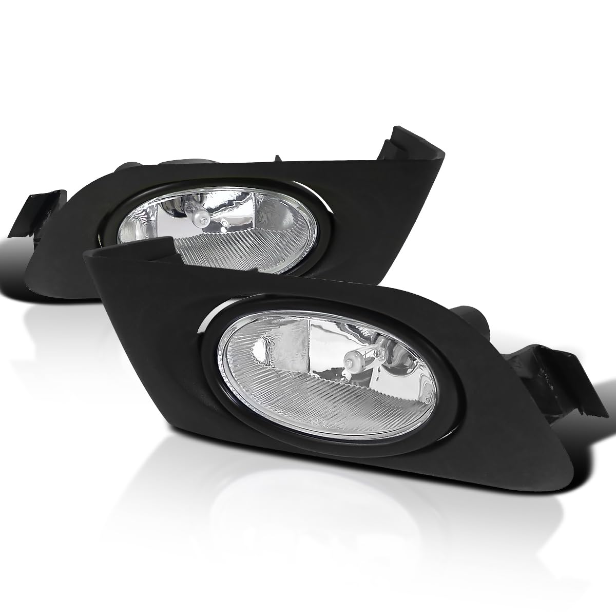 Spec-D Tuning Clear Bumper Driving Fog Lights + Bulbs + Switch Compatible with 2001-2003 Honda Civic Coupe Sedan 2Dr/4Dr L+R Pair Assembly