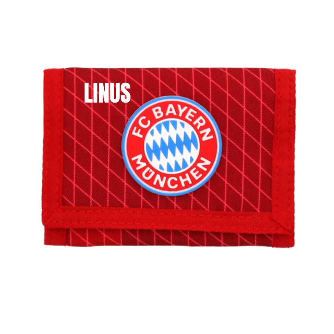 FC Bayern München Portafoglio per bambini personalizzato, articolo ufficiale con nome, portafoglio rosso per gli appassionati di calcio del FCB