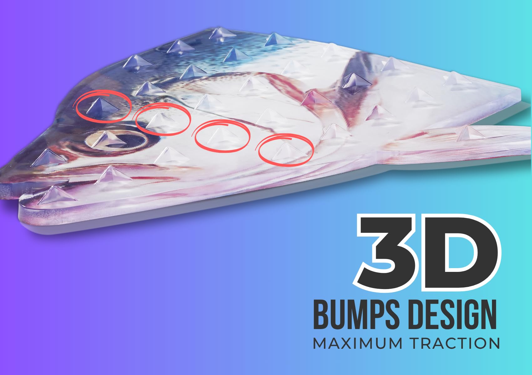 Devembr Snowboard Stomp Pad Funny Fish 3D Bumps Pattern PVC 19,8 x 17 cm