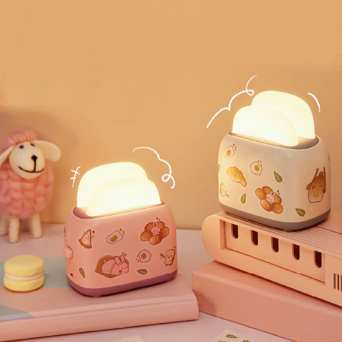 DIY Cute Night Light,Bread Night Light,Cute Decor and Cute Gifts(Pink)-UUBAIL