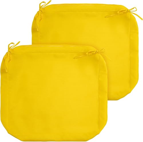 FUNHOME Outdoor Cushion Covers 22 x 20 x 4 inch,Set of 2,Replacement Seat Cushion Cover for Patio Furniture Chair,Water Resistant,Fade-Resistant Slipcover Only,No Insert(Yellow)