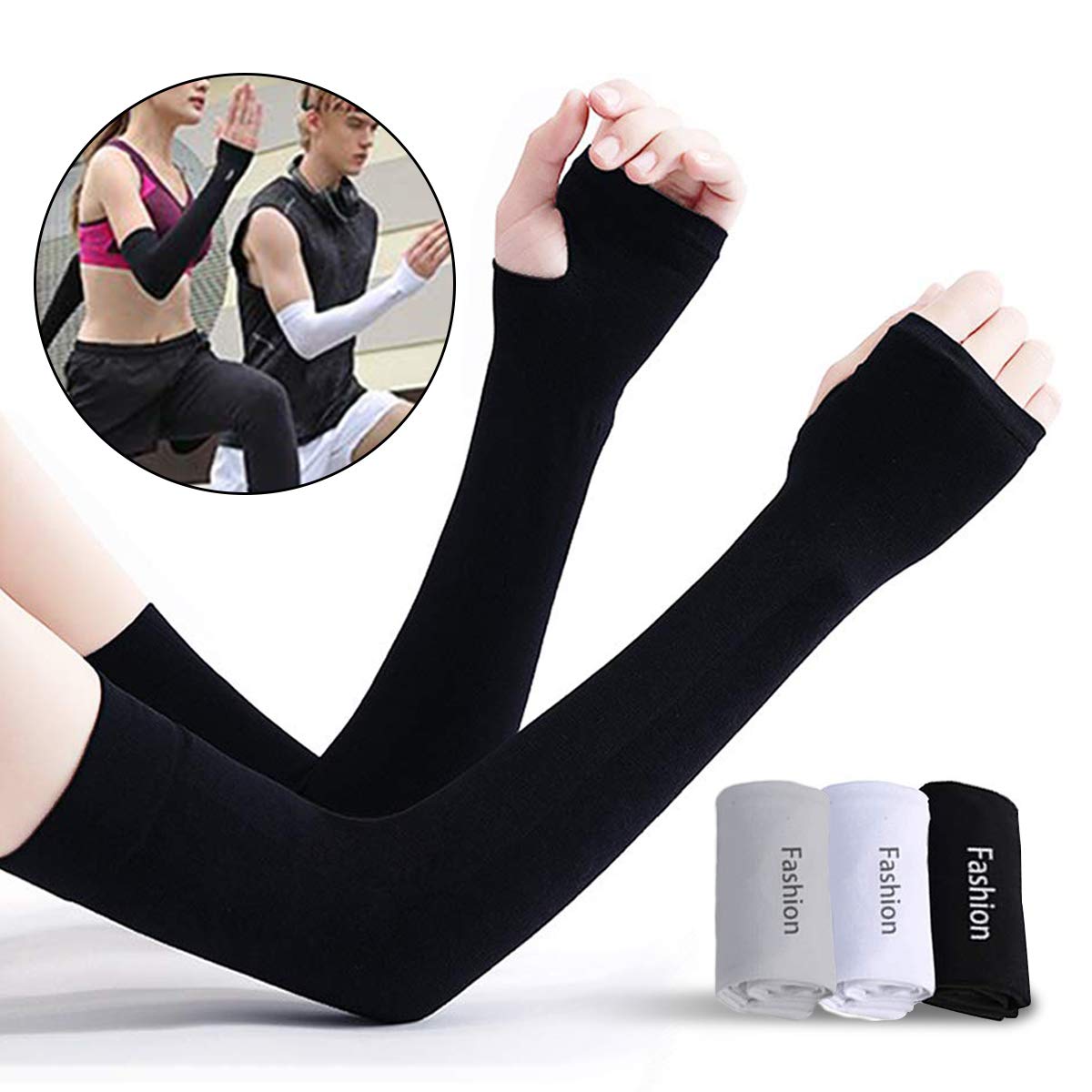 アームカバー UVカット6枚セット 冷感 クールアームスリーブ 紫外線対策 【UVカット率99％・UPF50+ 】日焼け防止 吸汗速乾 スポーツ  腕カバー お釣り メンズ/レディース 指穴付き 夏用