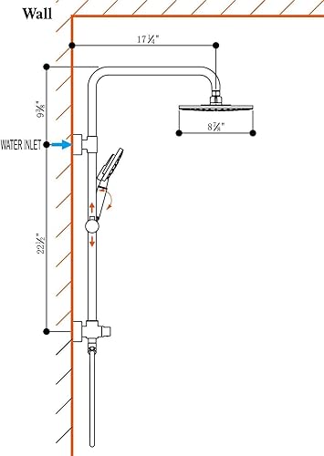 Miniatura 5 de BRIGHT SHOWERS Sistema de ducha, cabezal de ducha de lluvia de 9 pulgadas con ducha de mano de 3 funciones, combo de ducha doble y cable a juego de