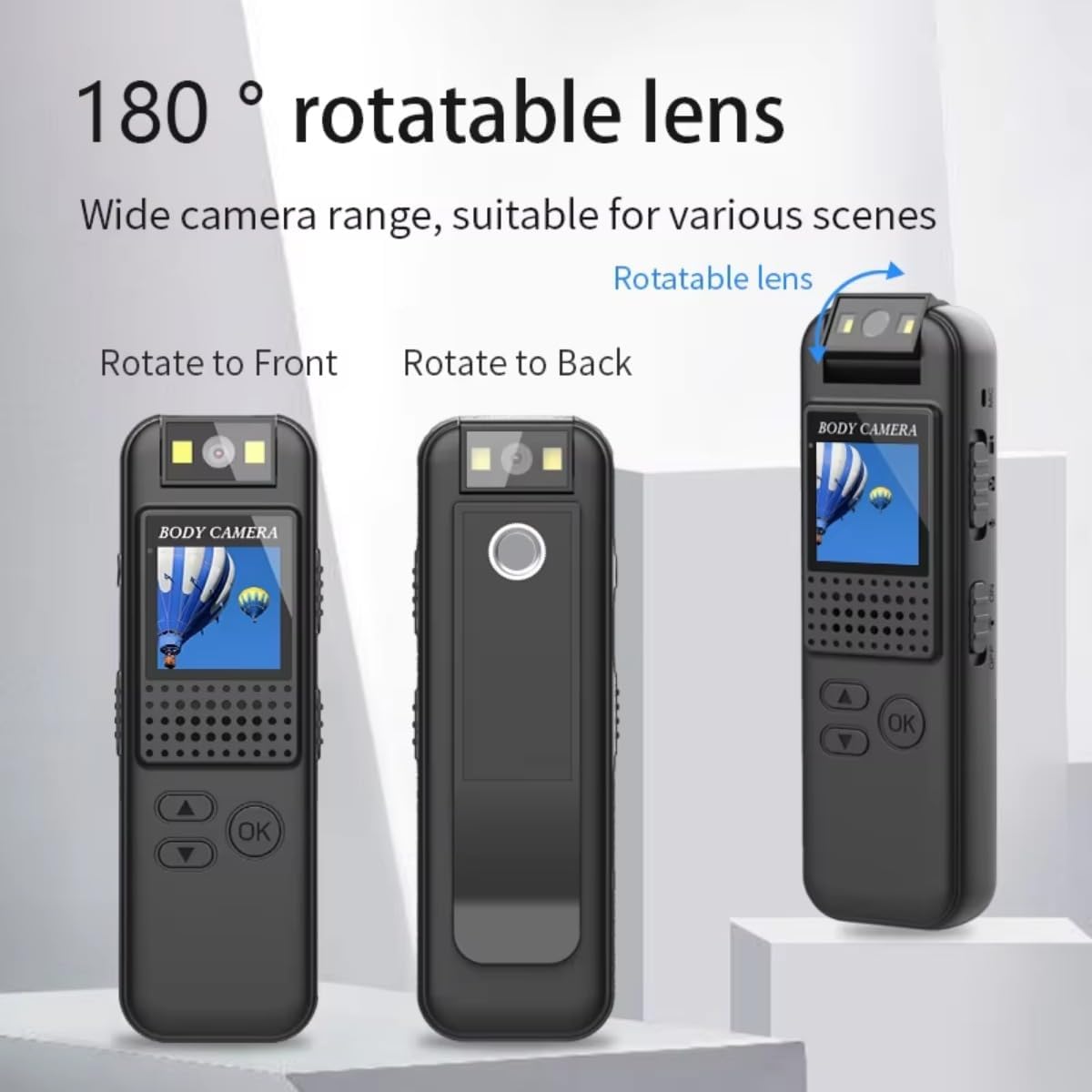 Waillynice CS08 Mini Body Camera 180 degree rotatable lens
