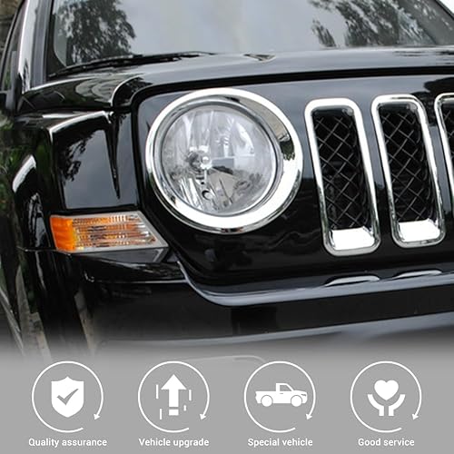 Miniatura 4 de Compatible con Jeep Patriot 2011-2016, biseles para faros delanteros (cromado)