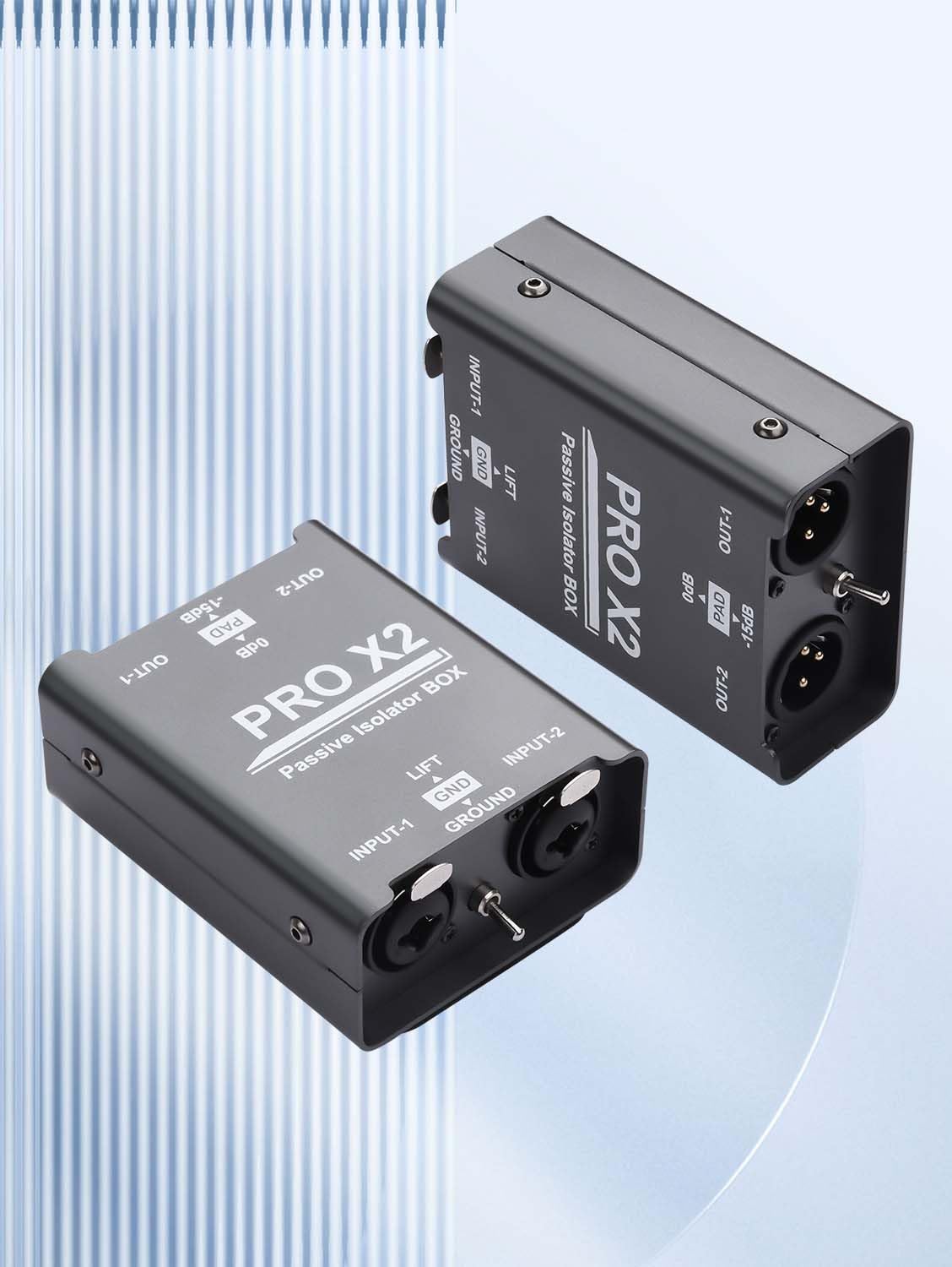 GINTOOYUN Pro Boîte de connexion directe stéréo passive isolateur audio 2 canaux, éliminateur de son de courant audio, isolateur en alliage Canon 6.5 Permo, console de mélange, diffusion en direct