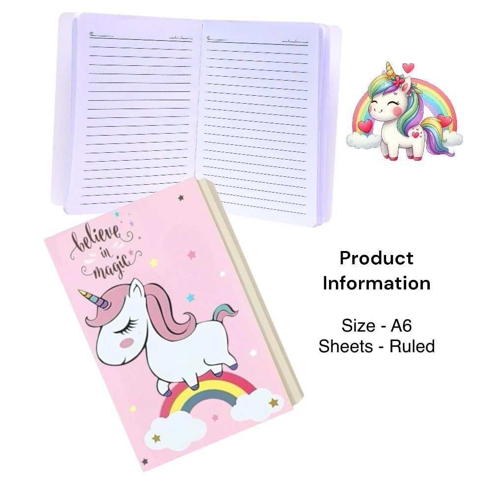 Image of 15 Pcs Unicorn Gift Combo Set For Girls Kids Unicorn Theme Gift Bag Stationery Set Age 6-8 Years 10-12 Year I Diary, Stickers, pen, pouch, scale, badge, Eraser, Wallet & Carry Bag (rose pink)