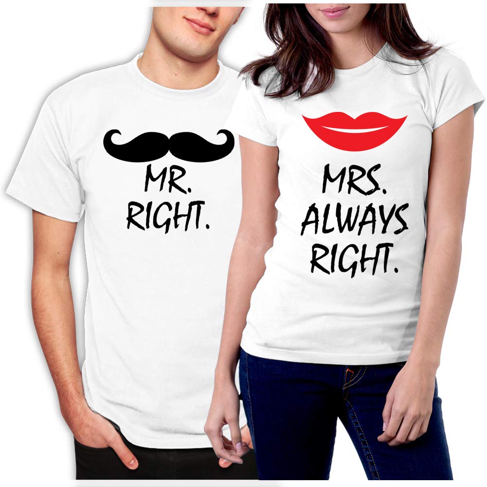 Matching Shirts for Couples Mr Right Mrs Always Right T-Shirts