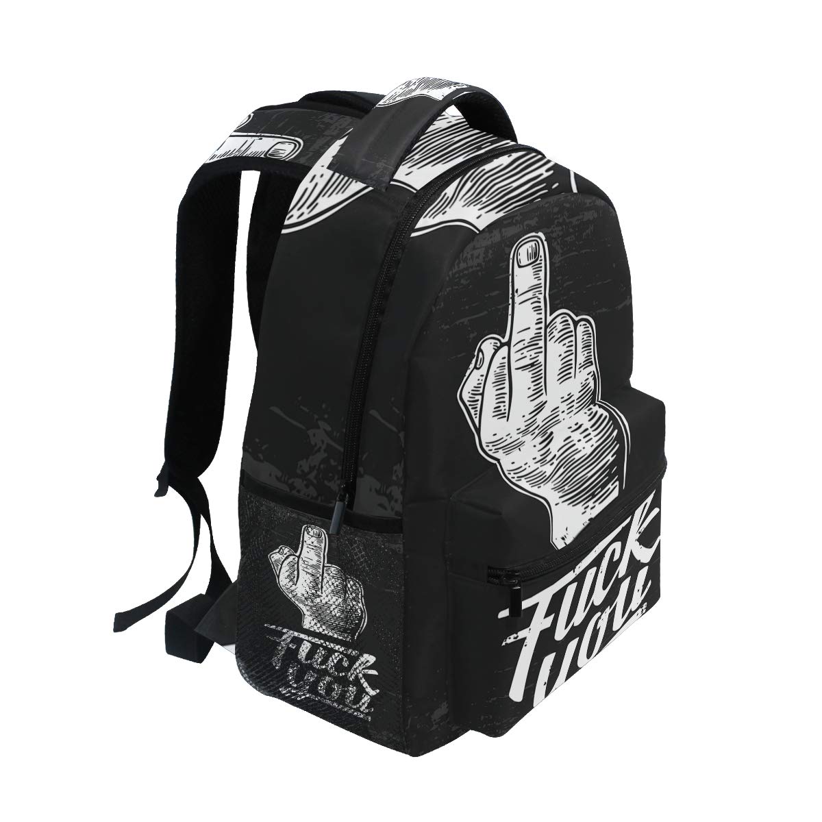 Middle Finger Sign by Male Hand Travel Laptop Backpack Daypacks 