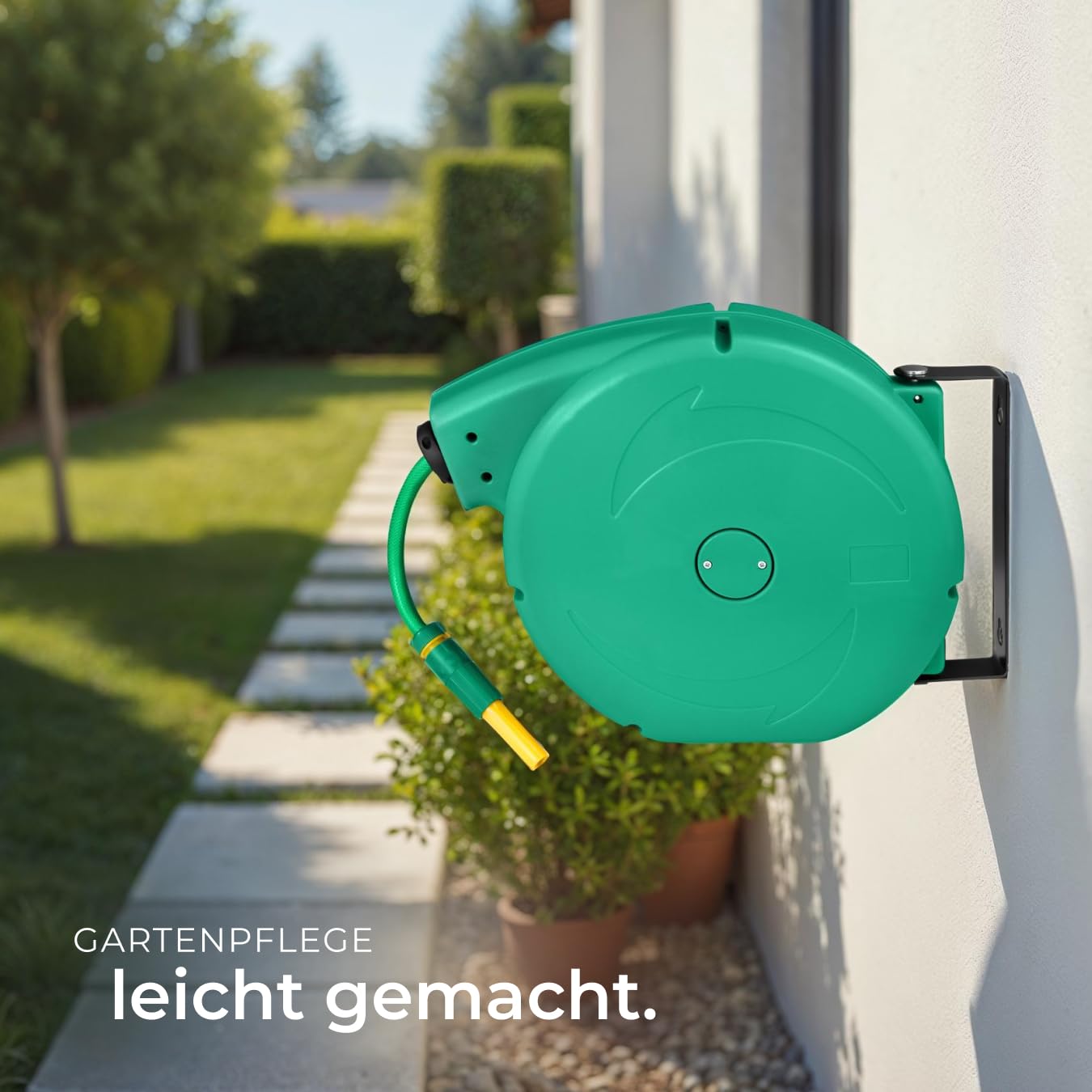 tectake® Schlauchtrommel Wandmontage, Gartenschlauch 1/2 Zoll, Wasserschlauch Aufroller, Schlauch Trommel mit Einzugsautomatik, Schlauchrolle, Wasserschlauchtrommel, Sprühschlauch, Hose Reel - 20m