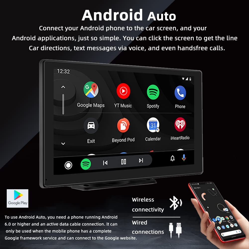 Amazon.co.jp: ポータブルカープレイスクリーン無線Carplay & Android 