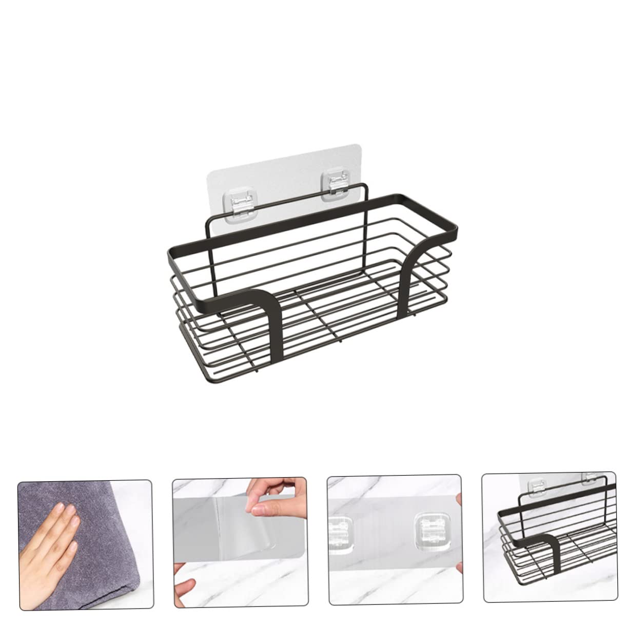 Anneome Estante de Ducha Adhesivo Negro de Acero Inoxidable 304 sin Taladro
