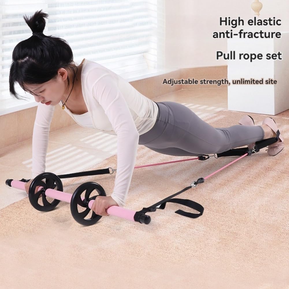Set di aste per pilates + fasce di , attrezzature per pilates, per allenamento con addominali, per fitness portatile, per palestra a casa, rosa