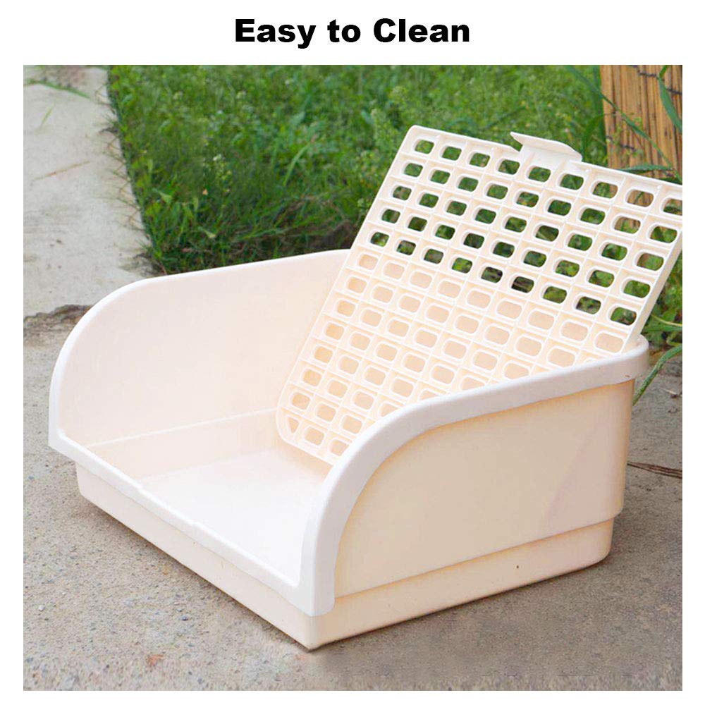 Amakunft Extra große Kaninchentoilette mit 10 Bonus-Pads, Kunststoff, Meerschweinchenklo für Käfig mit abnehmbarem Gitter, für den Innenbereich, für Kleintiere/Ratten, 43,2 x 33 cm