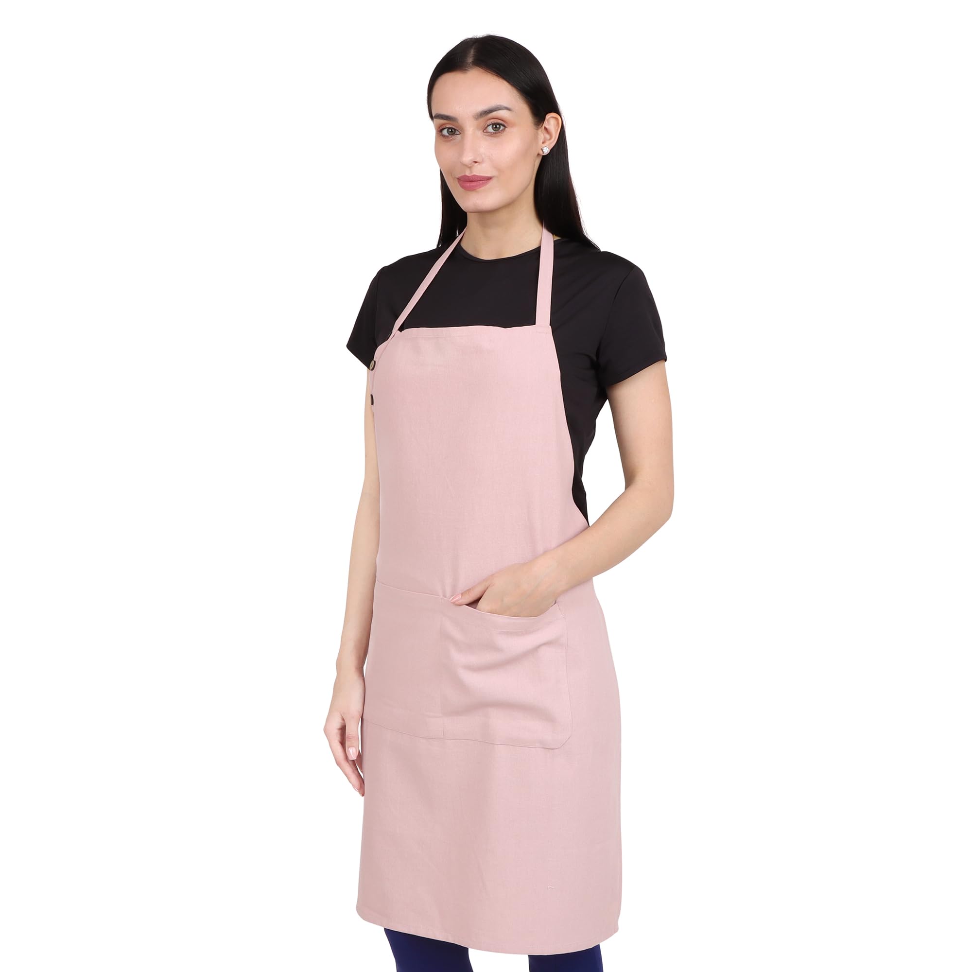 Delantal de cocina de algodón resistente a las gotas de agua con delantales ajustables para mujer con bolsillos, 8 opciones de color para cocinar