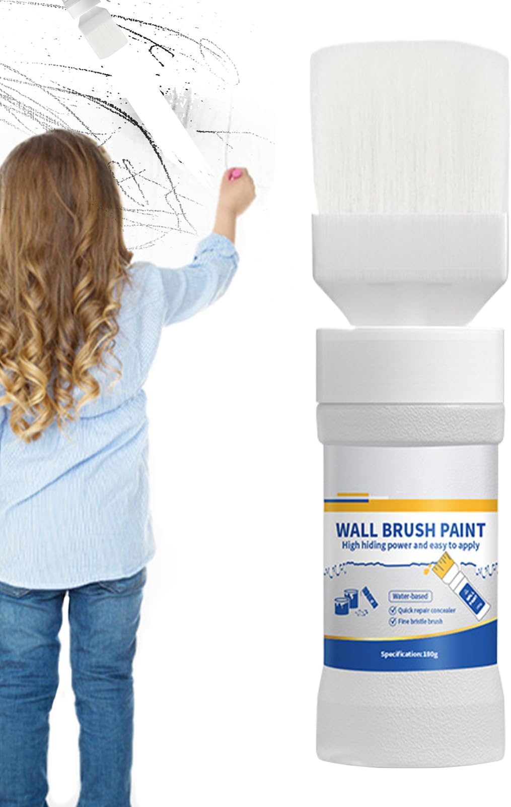 Wall Paint - 180g White Walll Repair Paste | White Ceiling Paint, Walls Painting Kit, Compact Set with Built in Brush, Quick Dry, Perfect for Covering Stains and Small Marks