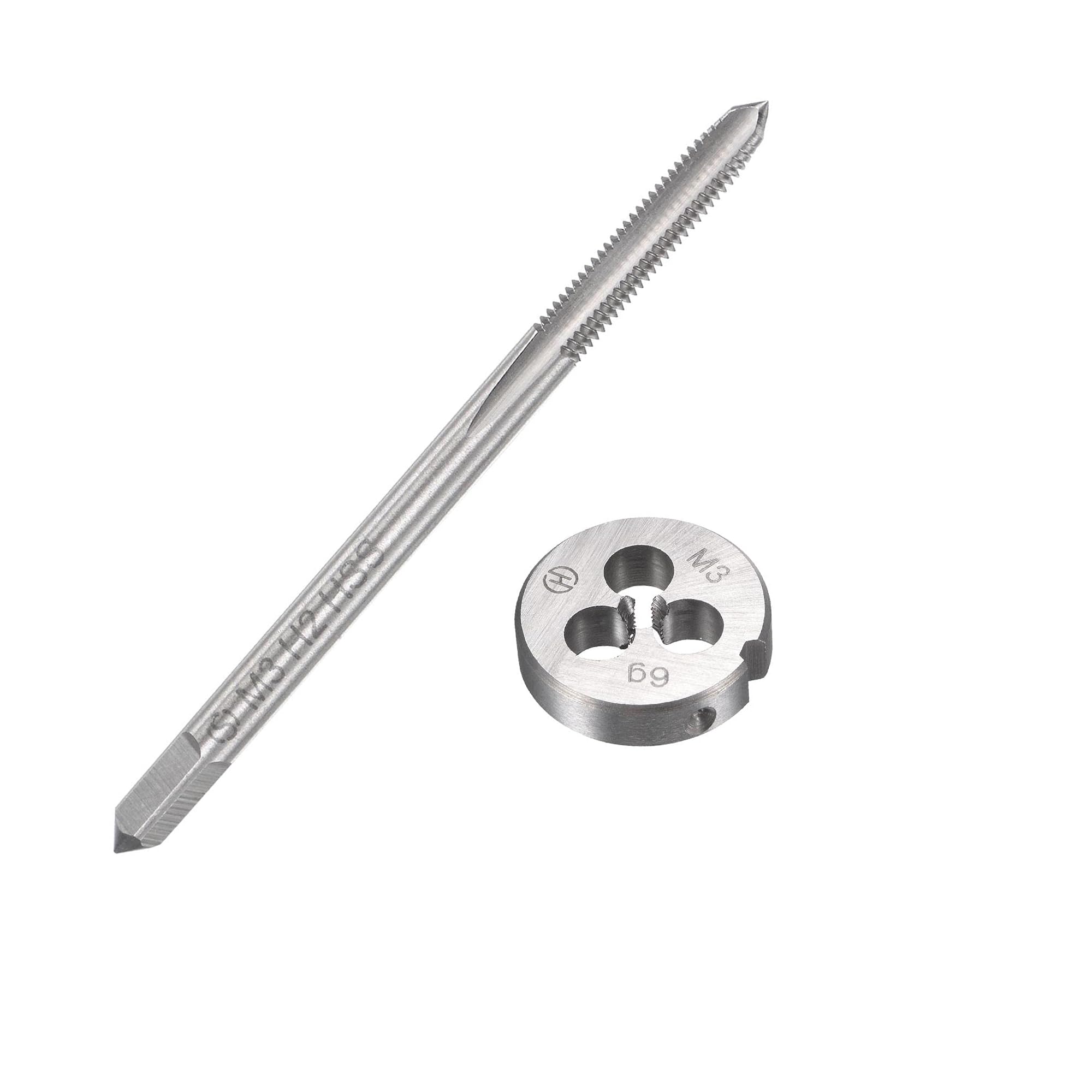 MACHSWON M8 x 1mm Metric Tap and Die Set - Machine Thread Screw Tap with Round Threading Die Kit for Thread Repair