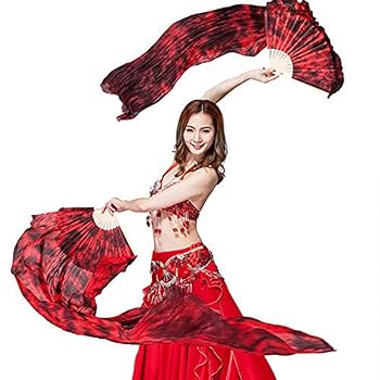 赤タイダイ染め　シルクファンベールとシルクベール ベリーダンス用 シルクベール タイダイ Sakura オレンジ系 高級