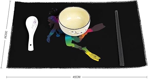 Miniatura 2 de Scuba Diver Silhouette - Juego de 6 manteles individuales de buceo resistentes y lavables para decoración de mesa de cena y fiesta
