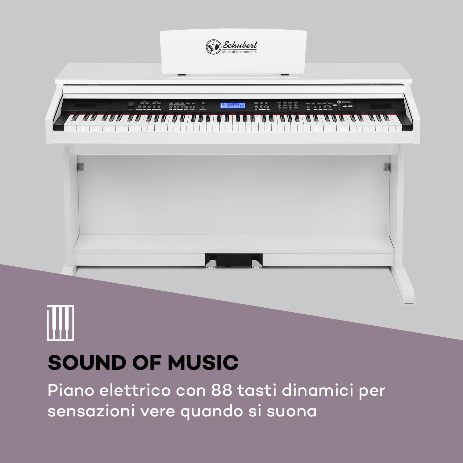 Schubert Subi 88 MK II Pianoforte, Tastiera portatile - Tastiera a tasti, Piano, 88 tasti, MIDI, Piano elettronico con USB, 360 suoni, 160 ritmi, 80 brani demo, Display LCD, Effetti, bianco