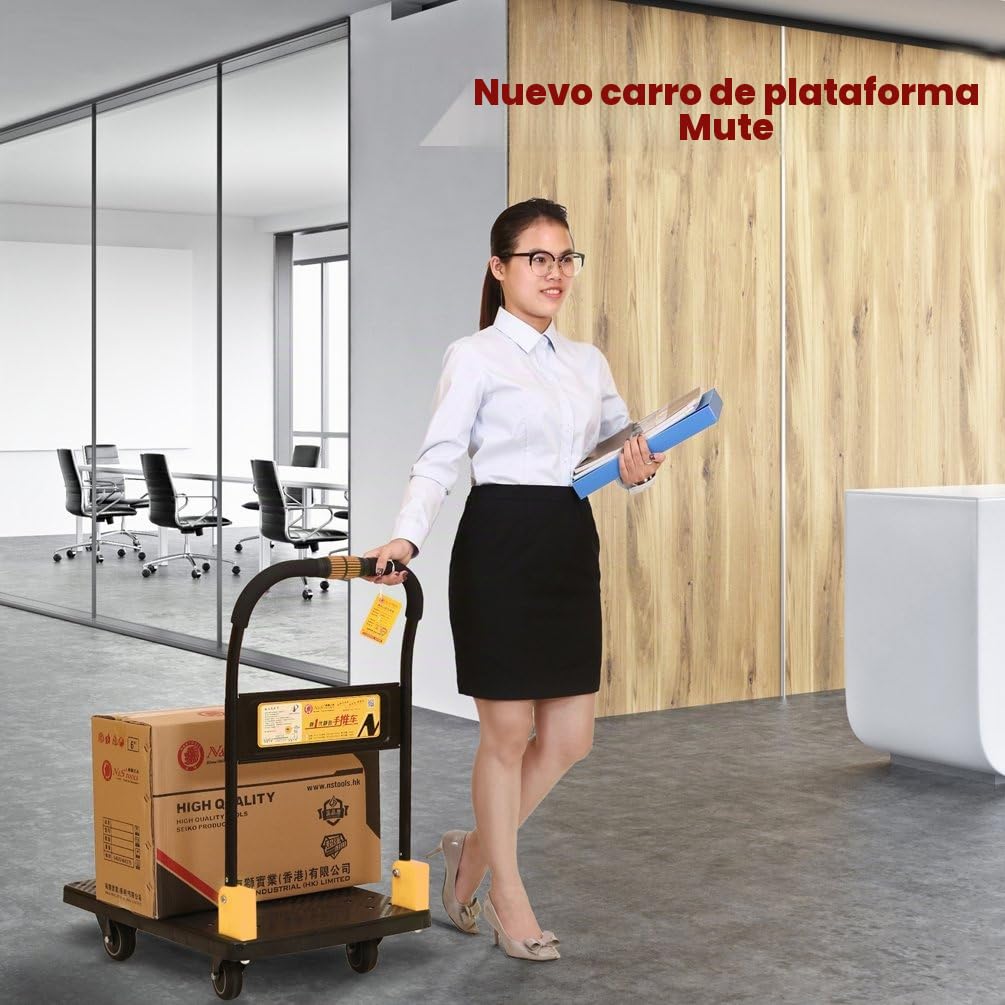 N&S - Carro de Plataforma Pesada (200 kg, 1 Mano Arrugas) para Camiones con Ruedas de Mute, Carro de Plataforma