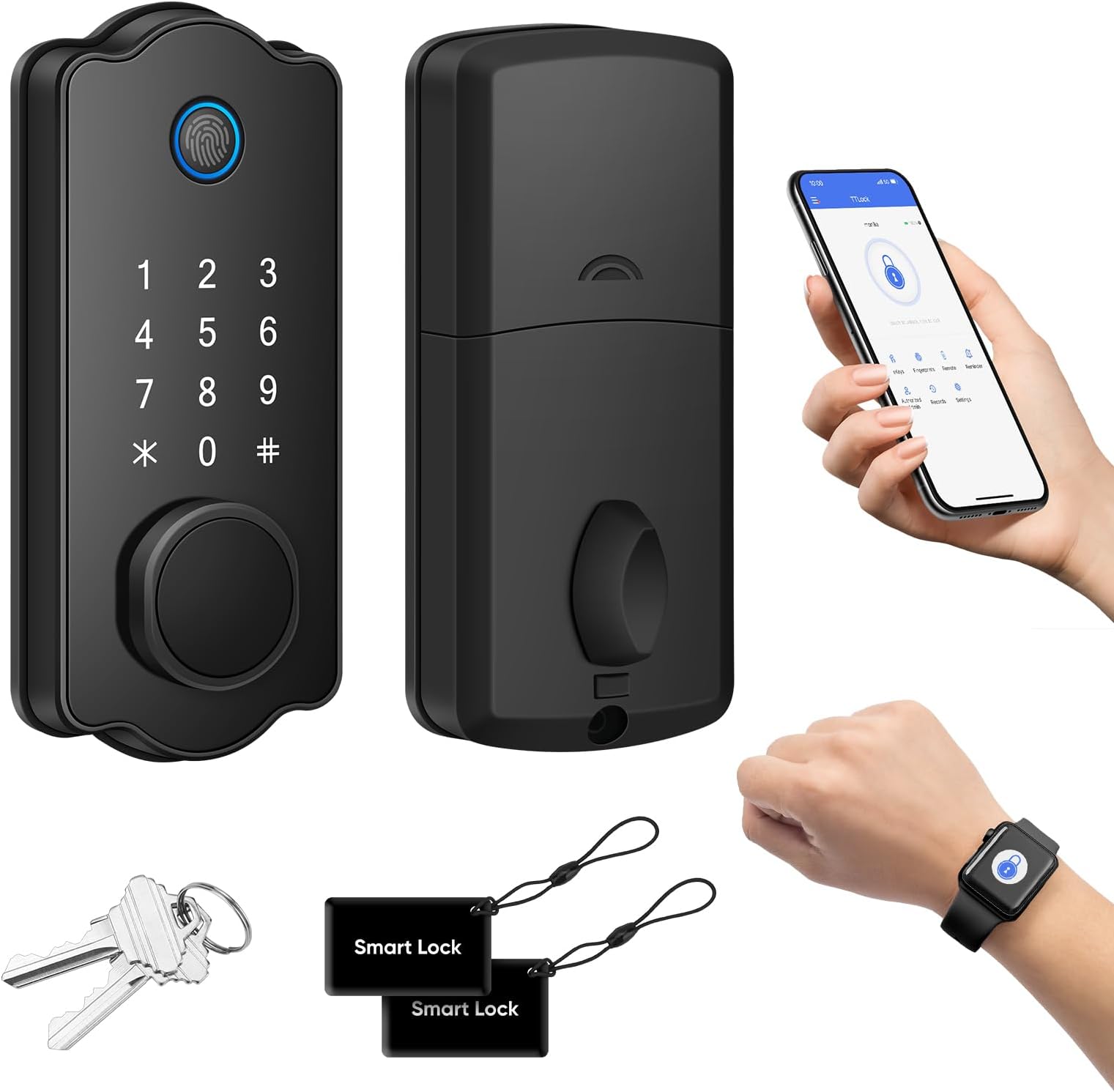 MYPIN Smart Door Lock - Fingerprint & Keyless Entry, App Control, Auto Lock, Waterproof