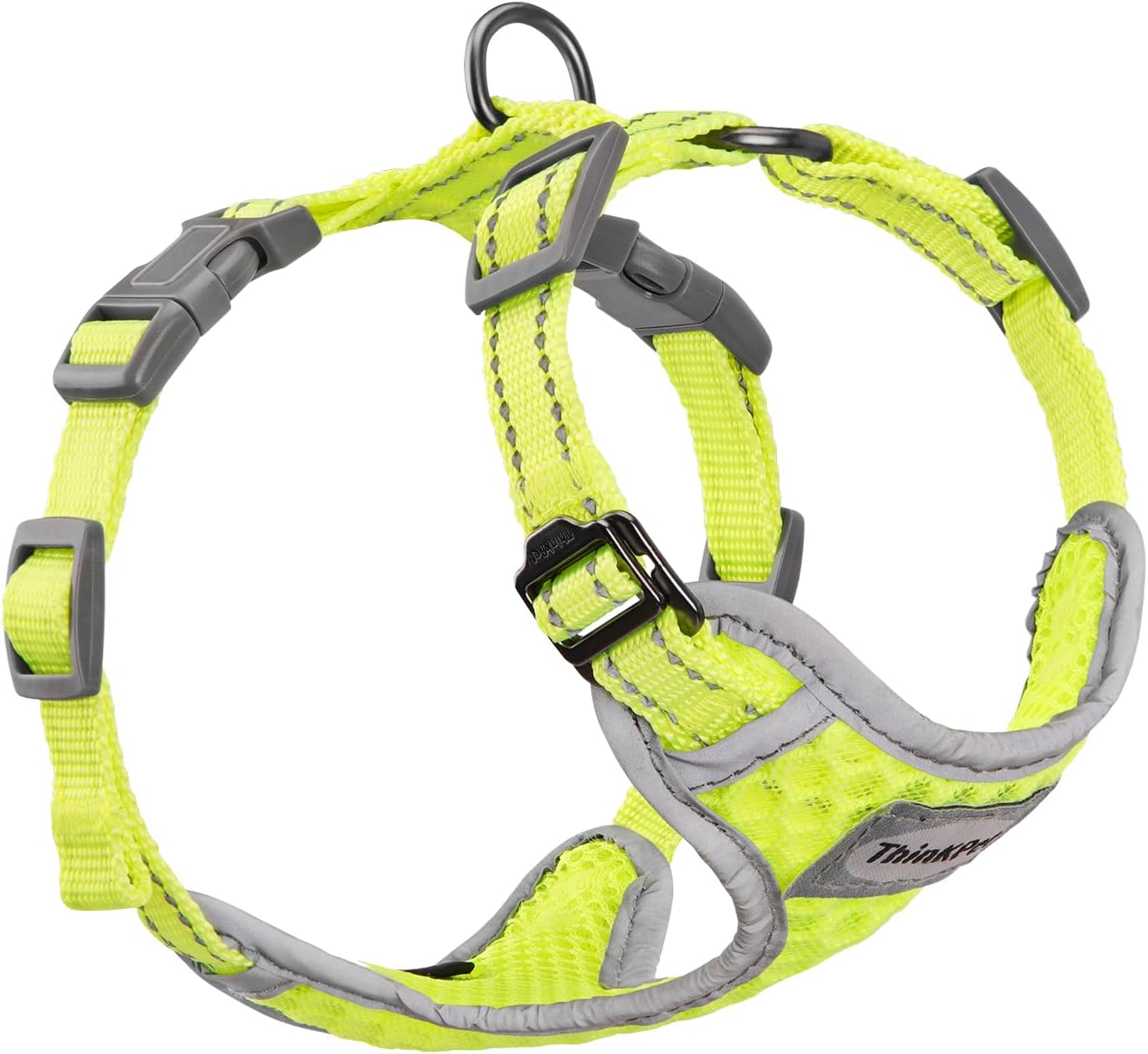 ThinkPetReflective Breathable Soft Air Mesh No Pull Puppy Choke Free Over Head Vest Harness for Puppy Small Medium Dogs and Cats Green X-Small