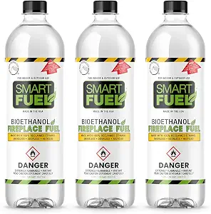 Smart Fuel Bioethanol Fuel for Fireplaces and Stoves - 1 Liter (Pack of 3)