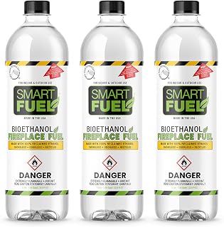 Smart Fuel Bioethanol Fuel for Fireplaces and Stoves - 1 Liter (Pack of 3)
